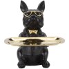 Mauro Ferretti figurina decorativa bulldog con vassoio 19x20x23,5 cm oro nero