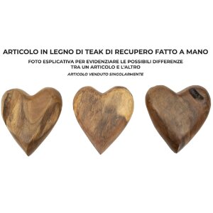 Mauro Ferretti cuore decorativo in teak 16x14x4,5 cm marrone