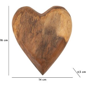 Mauro Ferretti cuore decorativo in teak 16x14x4,5 cm marrone
