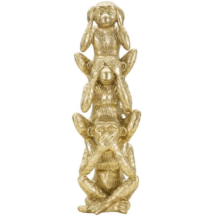Mauro Ferretti figurina decorativa torre scimmia Ø10,5x30 cm oro lucido