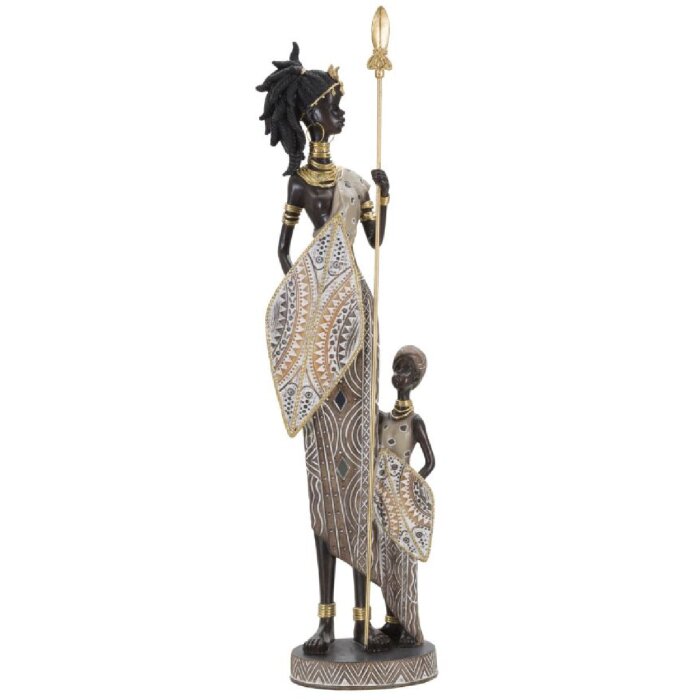 Mauro Ferretti Figura Masai con bambino 11,5x8,5x46 cm
