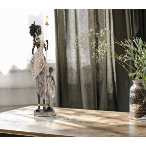Mauro Ferretti Figura Masai con bambino 11,5x8,5x46 cm
