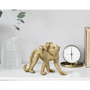 Mauro Ferretti scimmia decorativa con bambino 29,5x11,5x18,5 oro