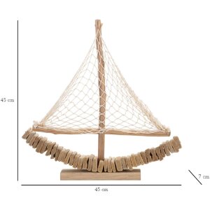 Mauro Ferretti barca a vela decorativa 45x7x45 naturale