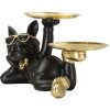 Mauro Ferretti figurina decorativa cane Rover con vassoio 23,5x13x18,5 cm oro nero