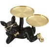 Mauro Ferretti figurina decorativa cane Rover con vassoio 23,5x13x18,5 cm oro nero