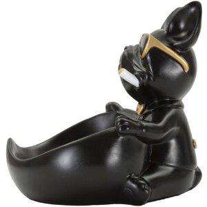 Mauro Ferretti figurina decorativa palla di cane con ciotola 18,5x20,5x20 cm oro nero