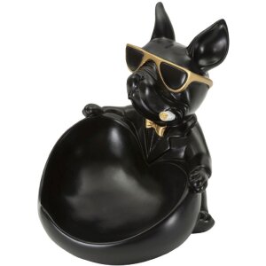 Mauro Ferretti figurina decorativa palla di cane con ciotola 18,5x20,5x20 cm oro nero