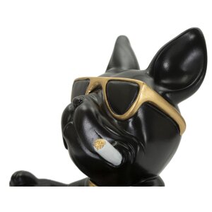 Mauro Ferretti figurina decorativa palla di cane con ciotola 18,5x20,5x20 cm oro nero