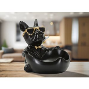 Mauro Ferretti figurina decorativa palla di cane con ciotola 18,5x20,5x20 cm oro nero