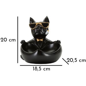 Mauro Ferretti figurina decorativa palla di cane con ciotola 18,5x20,5x20 cm oro nero