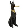 Mauro Ferretti figurina decorativa cane Ory con vassoio 30x64x91 cm oro nero