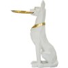 Mauro Ferretti scultura decorativa cane Ory con vassoio 27x51x74 cm oro bianco