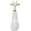 Mauro Ferretti scultura decorativa cane Ory con vassoio 27x51x74 cm oro bianco