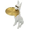 Mauro Ferretti scultura decorativa cane Ory con vassoio 27x51x74 cm oro bianco