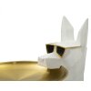 Mauro Ferretti scultura decorativa cane Ory con vassoio 27x51x74 cm oro bianco