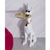 Mauro Ferretti scultura decorativa cane Ory con vassoio 27x51x74 cm oro bianco