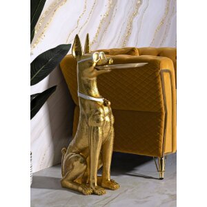 Mauro Ferretti scultura decorativa cane Pit con vassoio 30x64x91 cm oro
