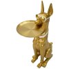 Mauro Ferretti scultura decorativa cane Pit con vassoio 30x64x91 cm oro