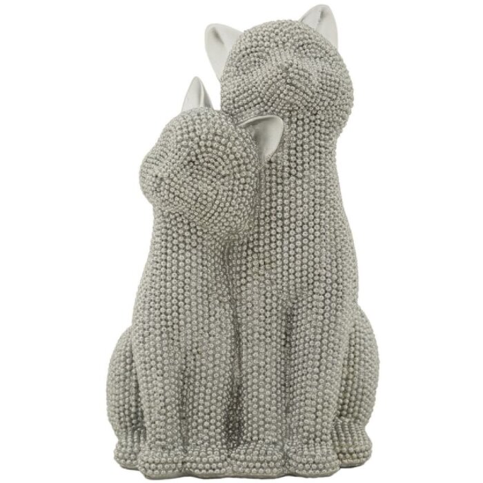 Mauro Ferretti figurina decorativa di una coppia di gatti Sparky 13x10x21 cm argento