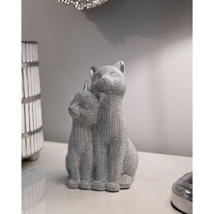 Mauro Ferretti figurina decorativa di una coppia di gatti Sparky 13x10x21 cm argento