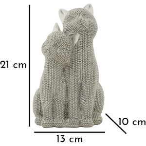 Mauro Ferretti figurina decorativa di una coppia di gatti Sparky 13x10x21 cm argento
