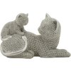 Mauro Ferretti figurina decorativa gatto Sparky con gattino 19x9x13 cm argento