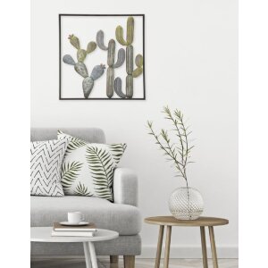 Mauro Ferretti decorazione da parete cornice cactus 50x1,3x50 cm verde azzurro