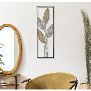 Mauro Ferretti decorazione da parete foglie 30,5x1,9x91 cm oro argento