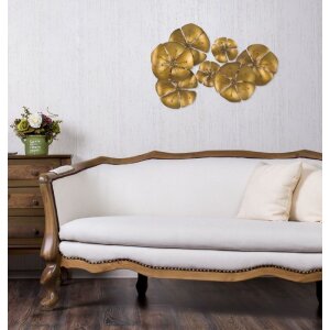 Mauro Ferretti decorazione murale fiore Goldy 80x6x57 cm dorato