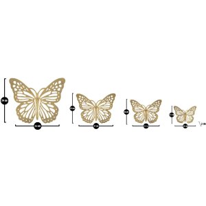 Mauro Ferretti decorazione murale farfalle set 4 pz. 35x2x2916x2x12 cm color oro