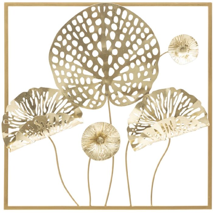 Mauro Ferretti pannello da parete golden flowers 50x5x50 cm color oro