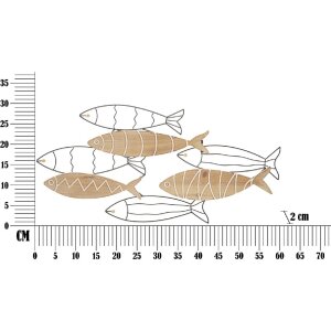 Mauro Ferretti pannello da parete pesce 60x2x30 cm nero colore naturale