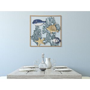 Mauro Ferretti pannello da parete pesce 50,2x3,8x50,2 cm blu oro