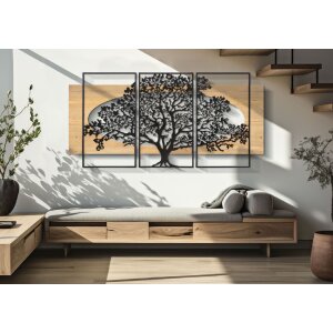 Mauro Ferretti pannello murale ad albero 3 pezzi 176x2x90 cm nero marrone