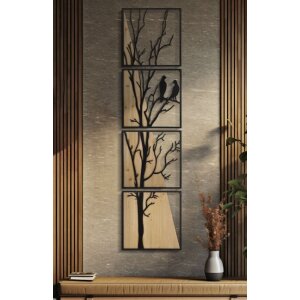 Mauro Ferretti pannello da parete bird set 4 pezzi 50x2x200 cm nero marrone