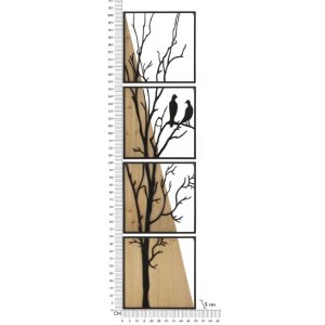 Mauro Ferretti pannello da parete bird set 4 pezzi 50x2x200 cm nero marrone