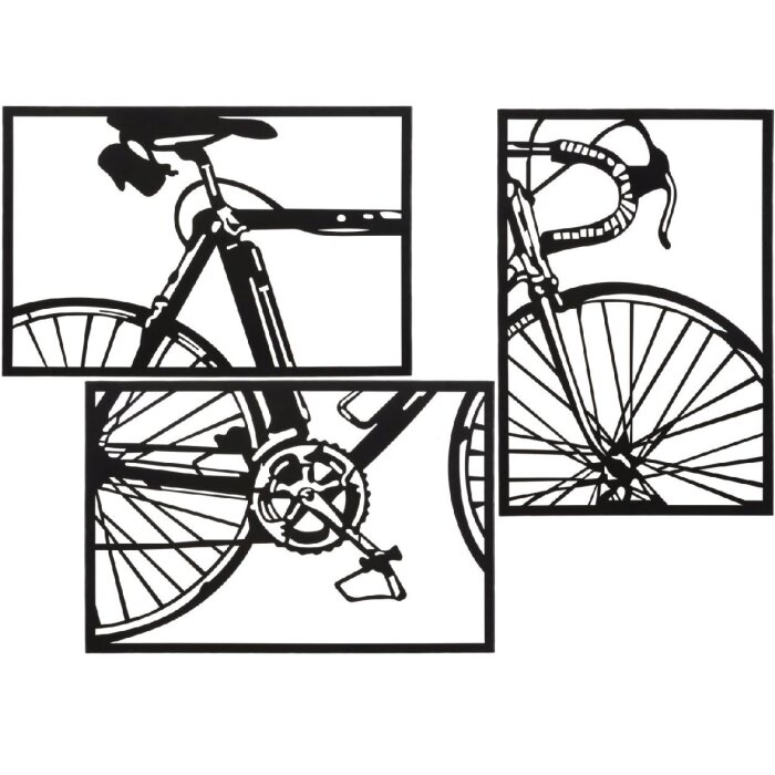 Mauro Ferretti pannello da parete per bicicletta set 3 pezzi ciascuno 40x1,3x60 cm nero