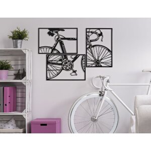 Mauro Ferretti pannello da parete per bicicletta set 3 pezzi ciascuno 40x1,3x60 cm nero