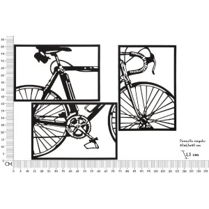Mauro Ferretti pannello da parete per bicicletta set 3 pezzi ciascuno 40x1,3x60 cm nero