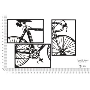 Mauro Ferretti pannello da parete per bicicletta set 3 pezzi ciascuno 40x1,3x60 cm nero