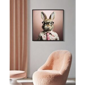 Mauro Ferretti murale Bunny con cornice 62,5x2,8x62,5 cm rosa