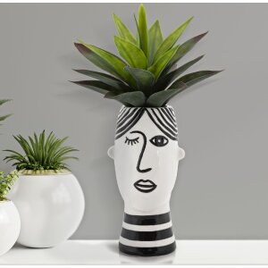 Mauro Ferretti vaso faccia 13,2x11,8x26,3 cm bianco nero