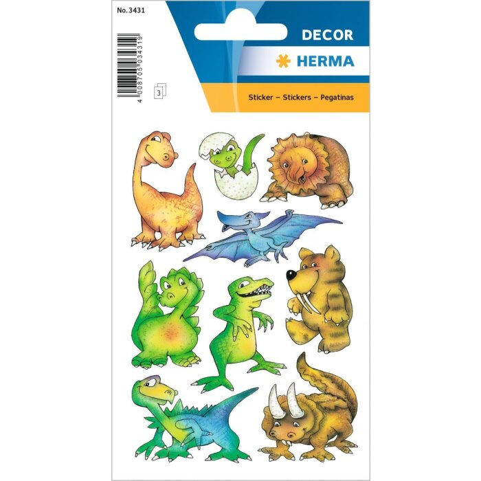 Etichette decorative Dinos 3 fogli