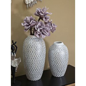 Mauro Ferretti Vaso Wave Ø 19,5x34 cm bianco oro