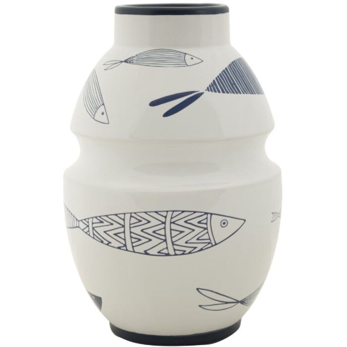 Mauro Ferretti vaso pesce Ø 15x24 cm bianco blu