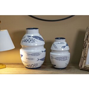 Mauro Ferretti vaso pesce Ø 15x24 cm bianco blu
