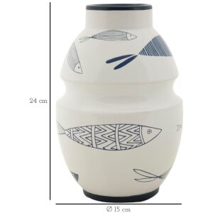 Mauro Ferretti vaso pesce Ø 15x24 cm bianco blu