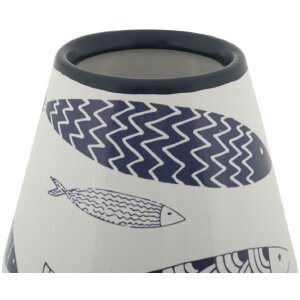 Mauro Ferretti vaso pesce doppio Ø 14x34 cm bianco blu