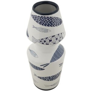 Mauro Ferretti vaso pesce doppio Ø 14x34 cm bianco blu